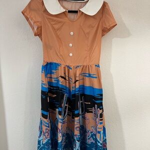 Orange and Blue Cowboy Women's Dress